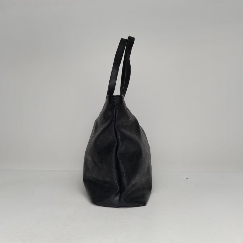 GUCCI 黑色PVCGUCCI老花購物袋托特包肩背包-1