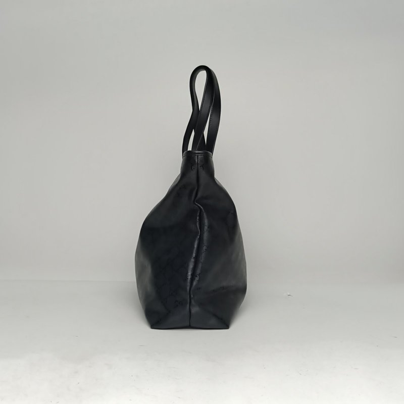 GUCCI 黑色PVCGUCCI老花購物袋托特包肩背包-3