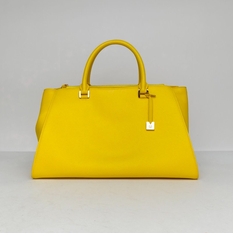 MCM 黃色牛皮m風琴手提包肩背包-0