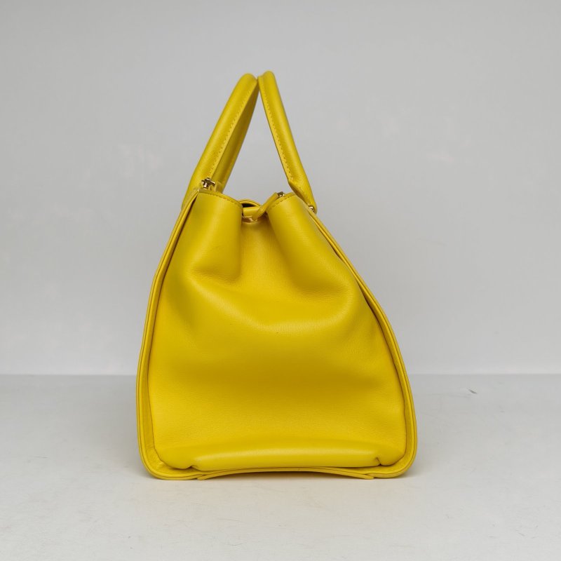 MCM 黃色牛皮m風琴手提包肩背包-3