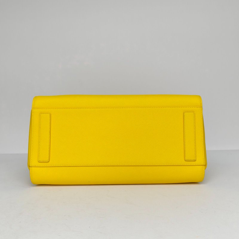 MCM 黃色牛皮m風琴手提包肩背包-4