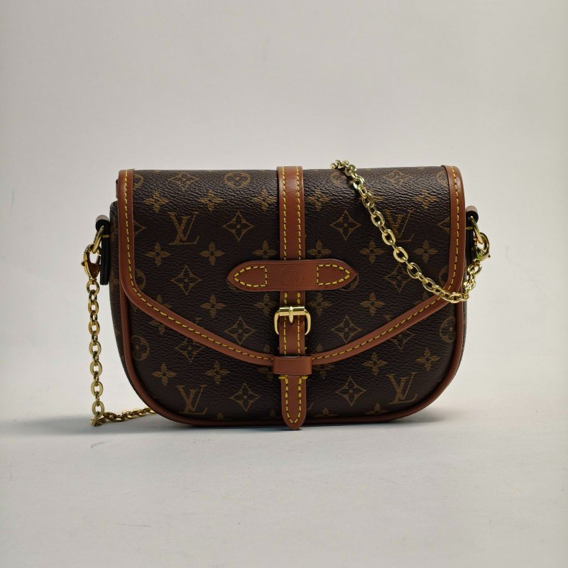 LOUIS VUITTON 老花PVC晶片Saumur雙子星Solo兩用鏈條包腰包16肩背包-0