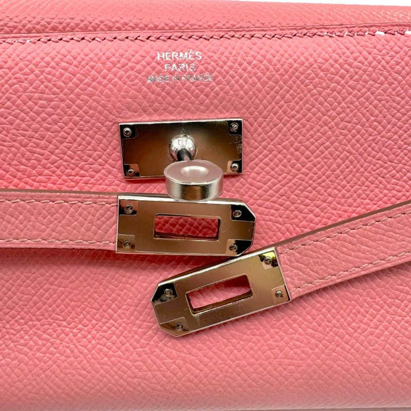 【1833】 HERMES KELLY DEPLIANT MEDIUM WALLET 唇膏粉-10