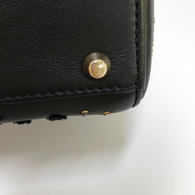 DIOR Lady 迷你 黑色牛皮刺繡編織戴妃包單肩包 金色五金 可拆卸肩帶 9.8新-11