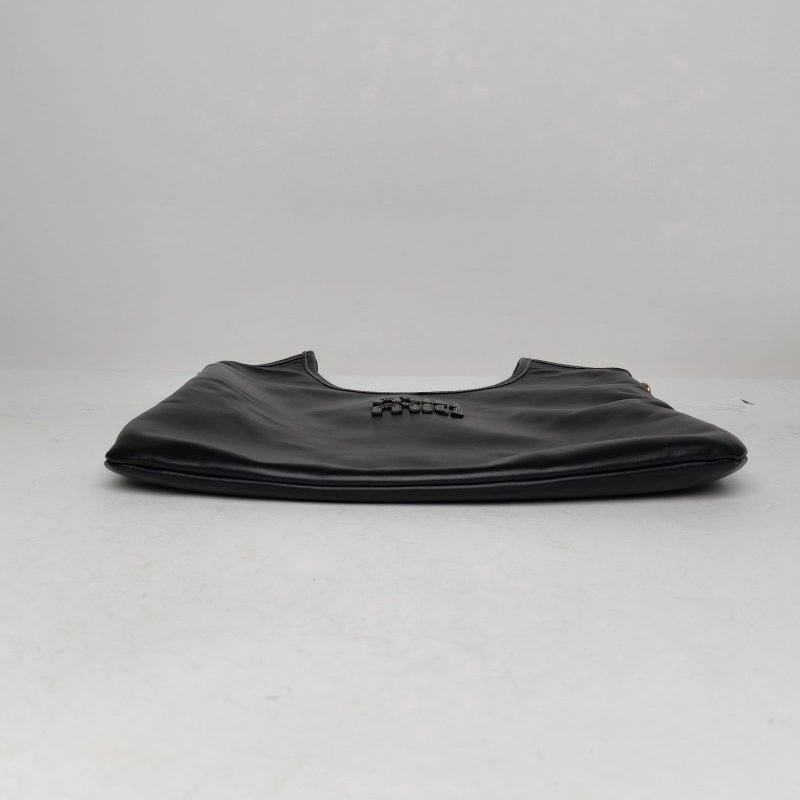 MIU MIU IVYTote托特包35黑色牛皮金扣肩背包-4