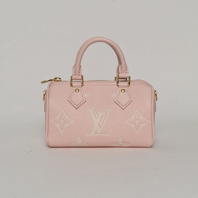 LOUIS VUITTON SpNano16可拆卸肩帶淡粉色牛皮晶片肩背包-0