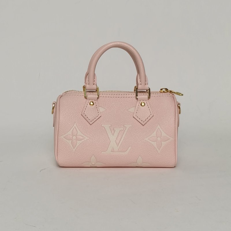 LOUIS VUITTON SpNano16可拆卸肩帶淡粉色牛皮晶片肩背包-2