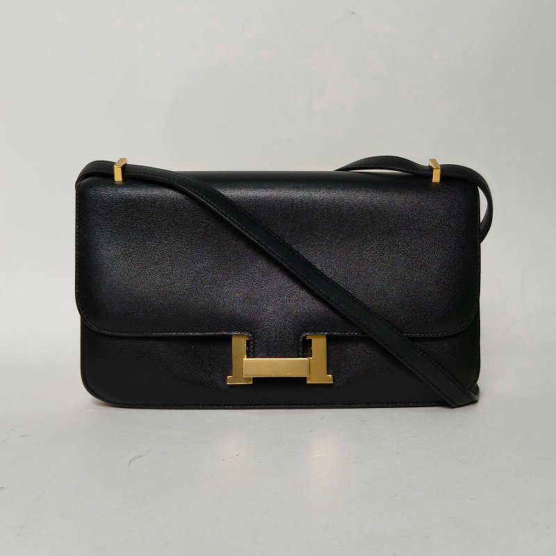 HERMES ConstanceElan2689黑色Swift皮框P金扣肩背包-0