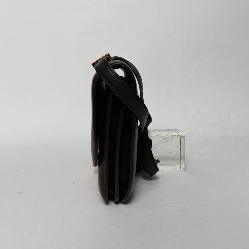 HERMES ConstanceElan2689黑色Swift皮框P金扣肩背包-1