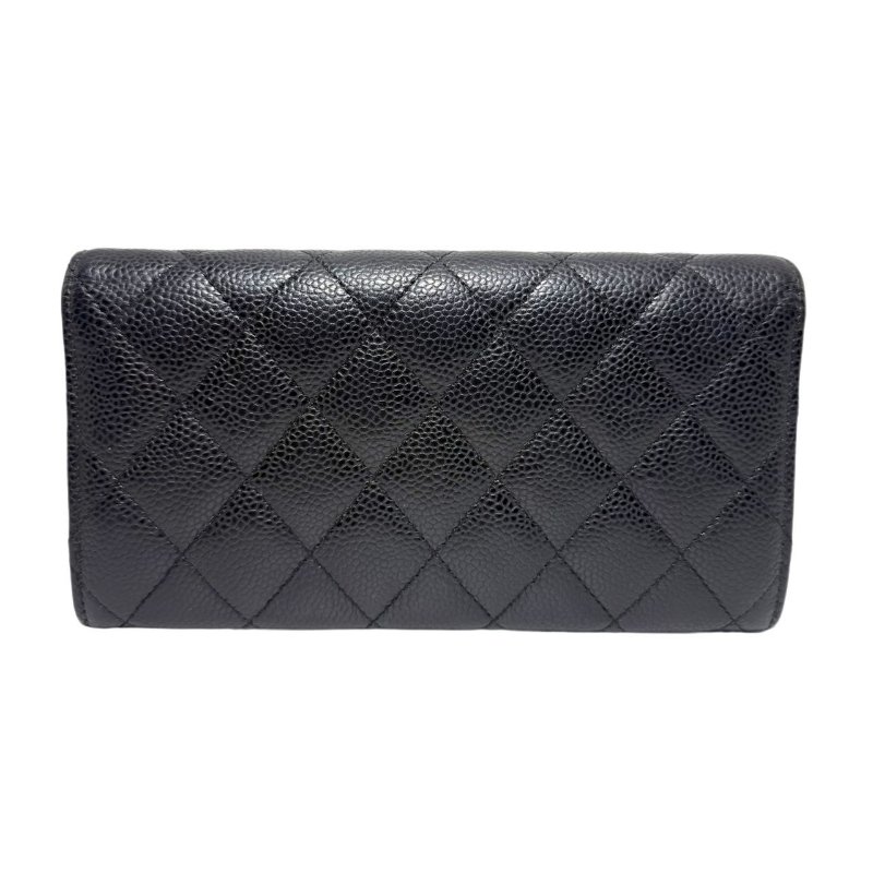 【1742】CHANEL 牛皮皮革Long Wallet金扣長錢包-1