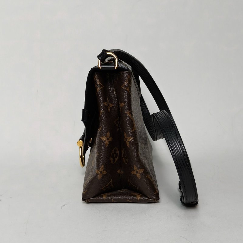 LOUIS VUITTON SAINTMICHEL翻蓋信封包拼黑色PVC/EPI水波紋牛皮2018老花肩背包-4