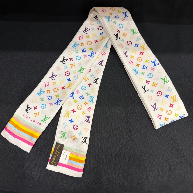 Louis Vuitton LV 村上 隆白彩 Twilly 絲巾-0