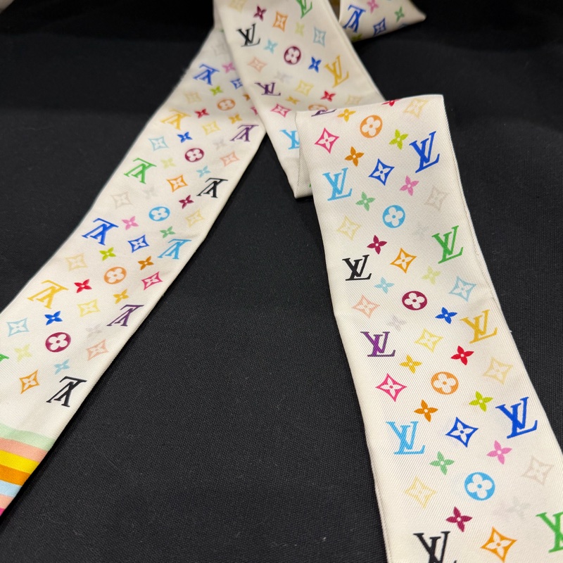 Louis Vuitton LV 村上 隆白彩 Twilly 絲巾-1