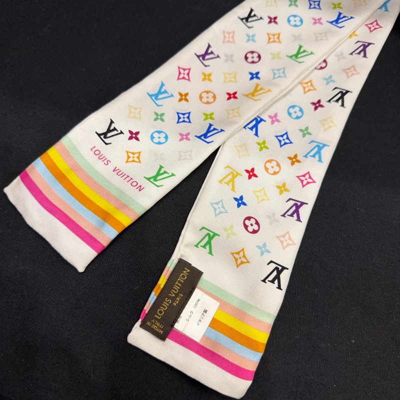 Louis Vuitton LV 村上 隆白彩 Twilly 絲巾-2