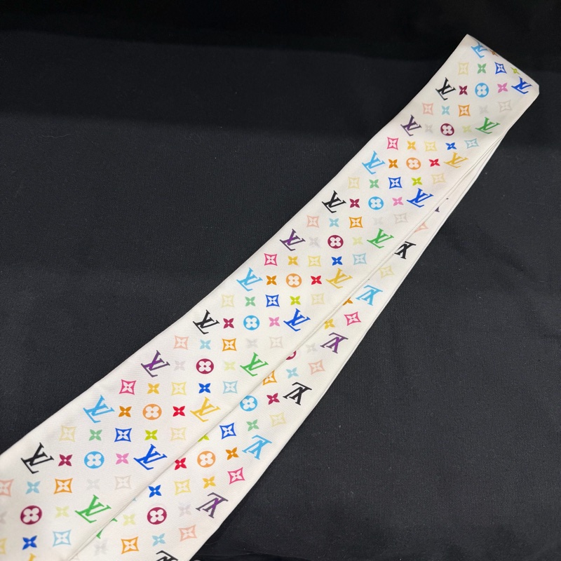 Louis Vuitton LV 村上 隆白彩 Twilly 絲巾-4