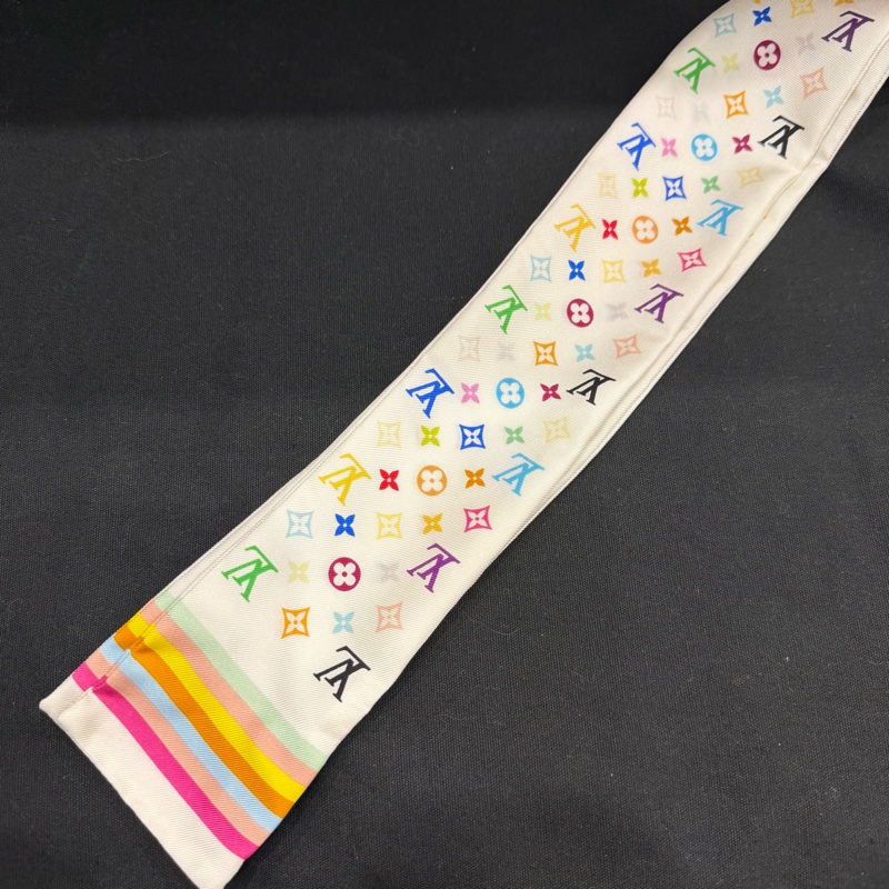 Louis Vuitton LV 村上 隆白彩 Twilly 絲巾-5