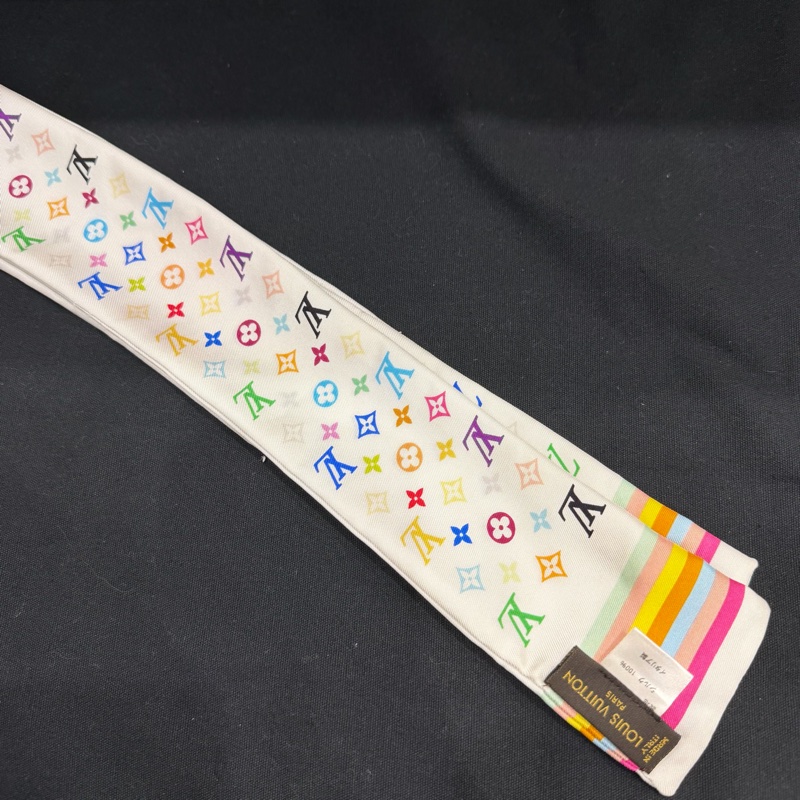 Louis Vuitton LV 村上 隆白彩 Twilly 絲巾-7