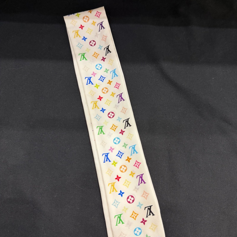 Louis Vuitton LV 村上 隆白彩 Twilly 絲巾-8