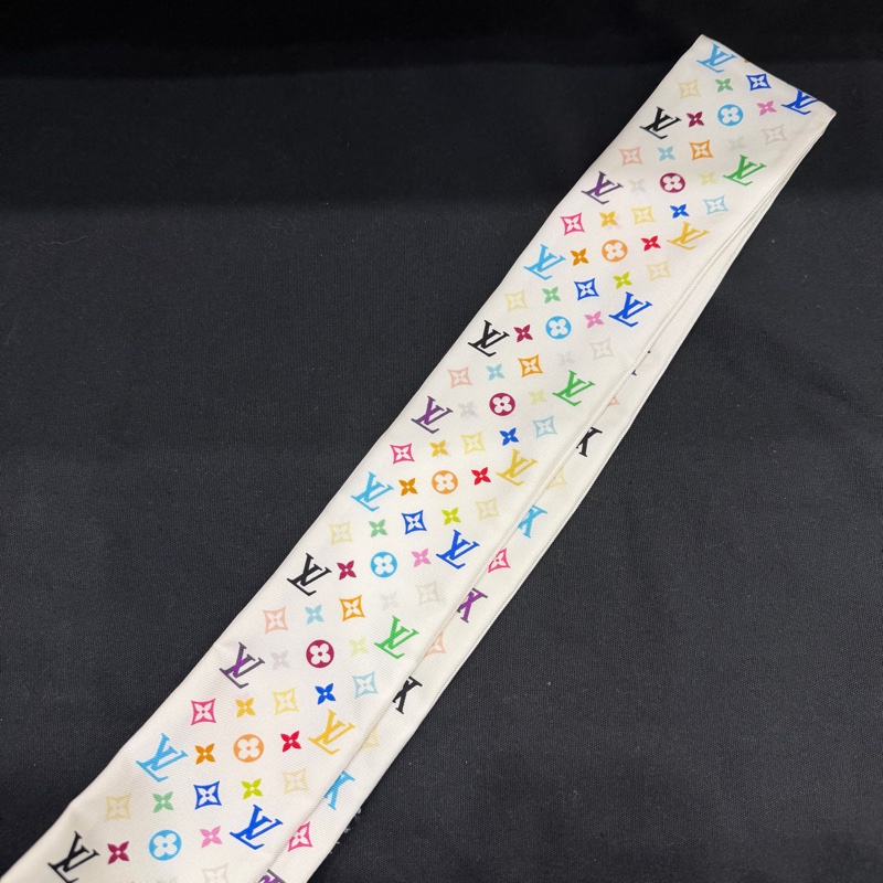 Louis Vuitton LV 村上 隆白彩 Twilly 絲巾-9