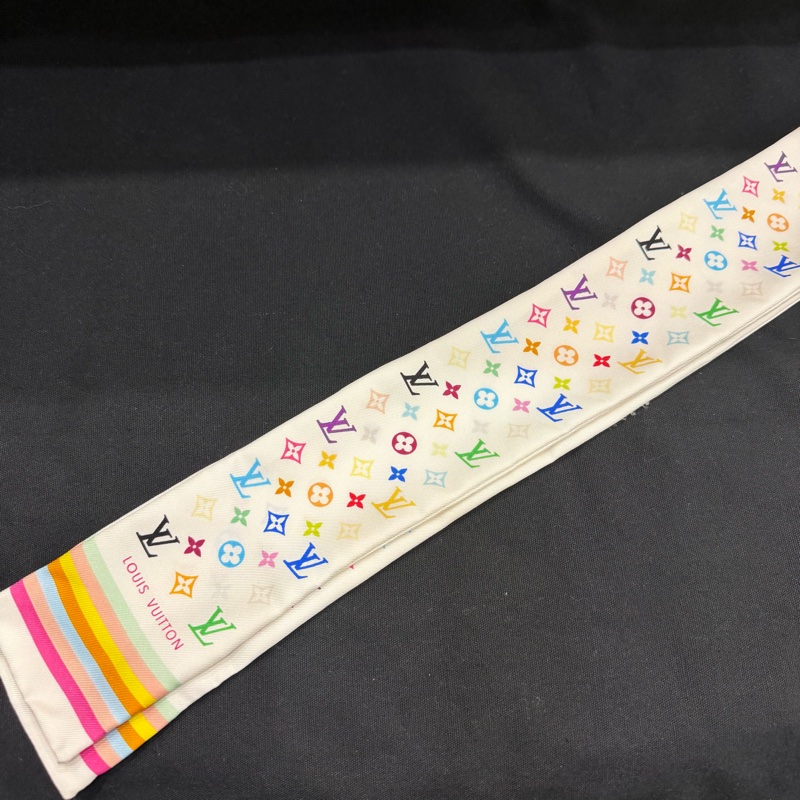 Louis Vuitton LV 村上 隆白彩 Twilly 絲巾-10
