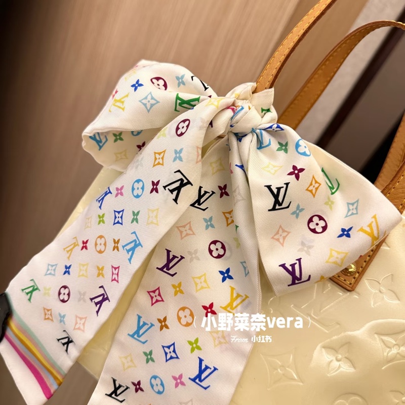 Louis Vuitton LV 村上 隆白彩 Twilly 絲巾-16