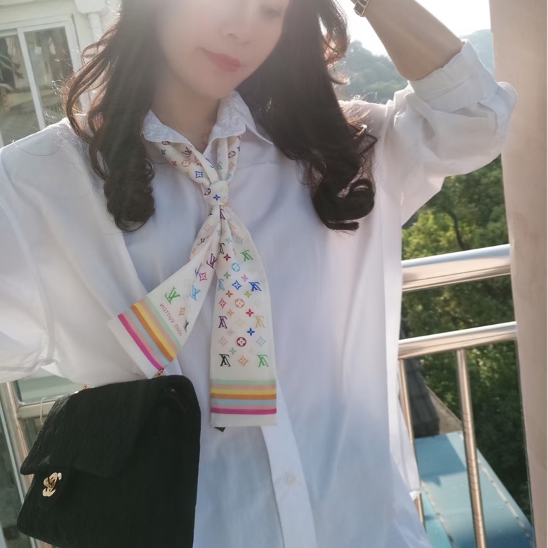 Louis Vuitton LV 村上 隆白彩 Twilly 絲巾-18