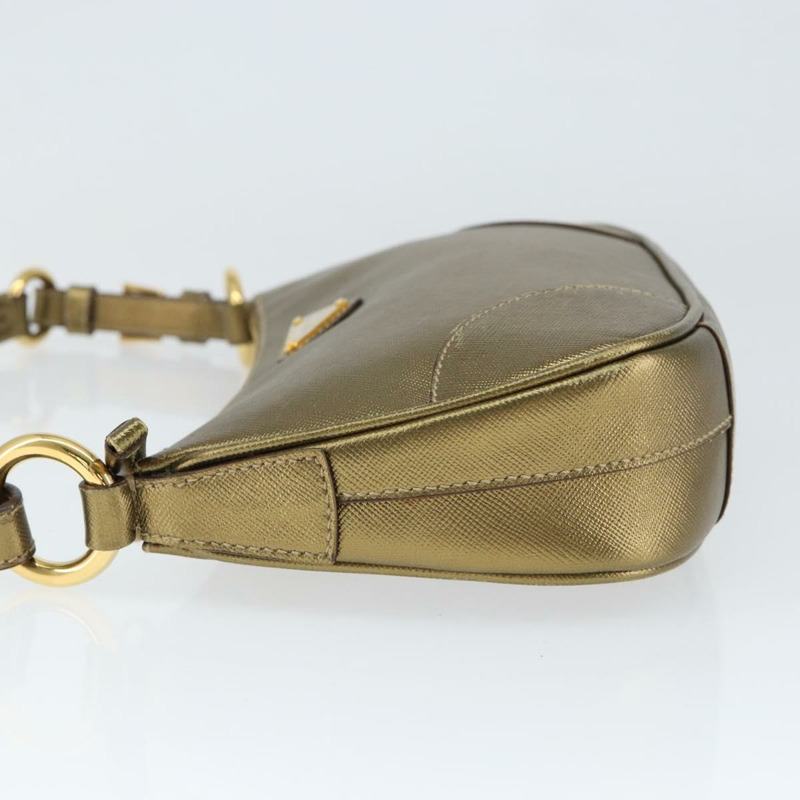 【日本直送】PRADA 單肩包 Safiano 皮革 金色 Auth 149196-3