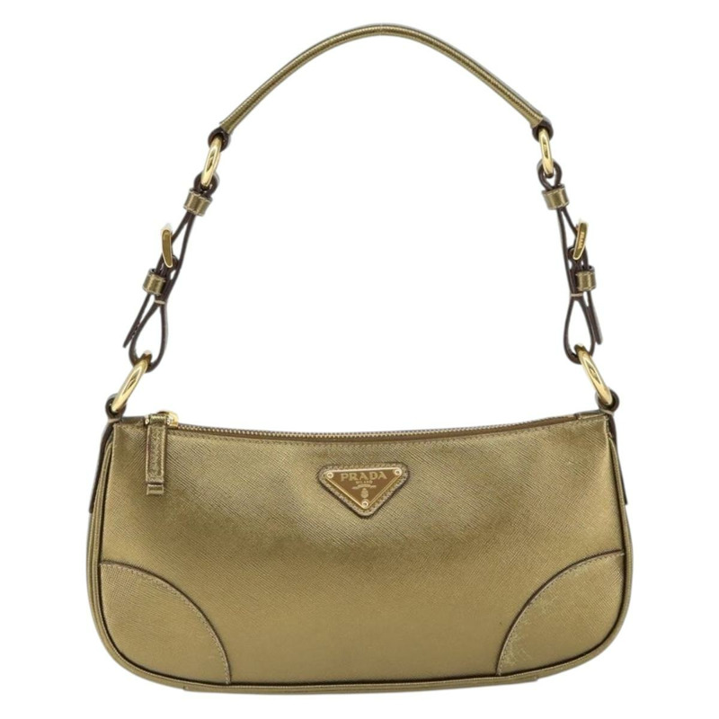 【日本直送】PRADA 單肩包 Safiano 皮革 金色 Auth 149196-12