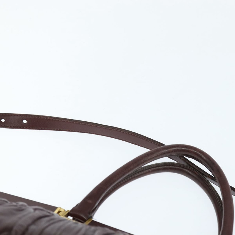 【日本直送】PRADA 褶皺手提包 皮革 兩用 波爾多金 正品 150088-8