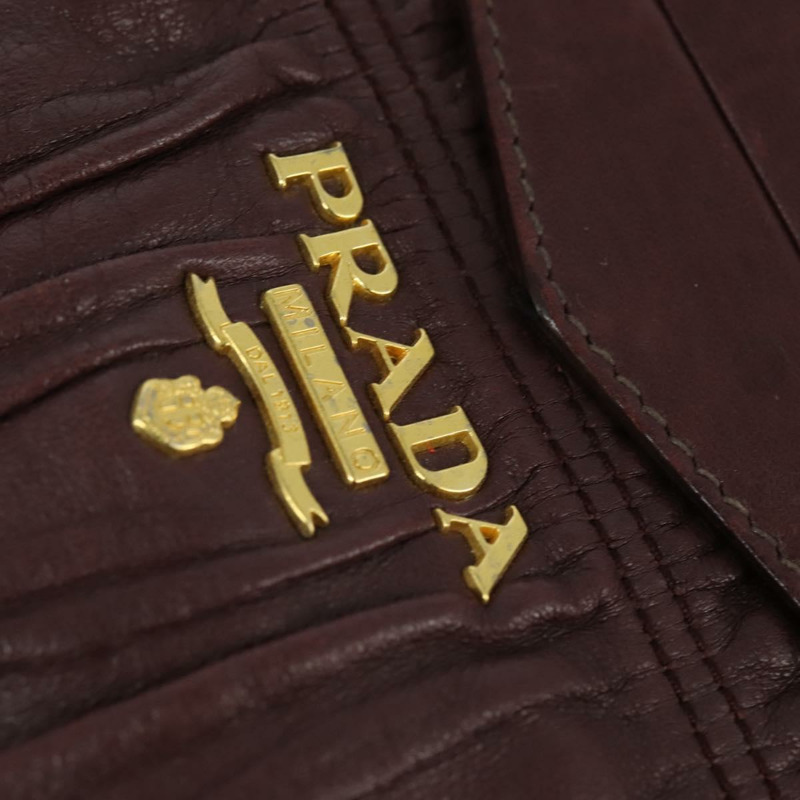【日本直送】PRADA 褶皺手提包 皮革 兩用 波爾多金 正品 150088-17