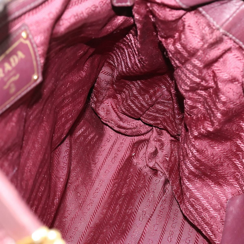 【日本直送】PRADA 褶皺手提包 皮革 兩用 波爾多金 正品 150088-19