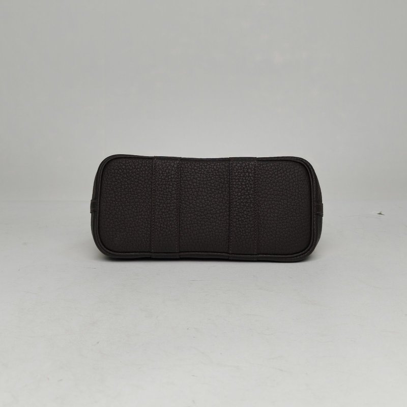 HERMES Mini花園Gardenparty2346烏木色帆布/Hunter牛皮W刻銀扣肩背包-4