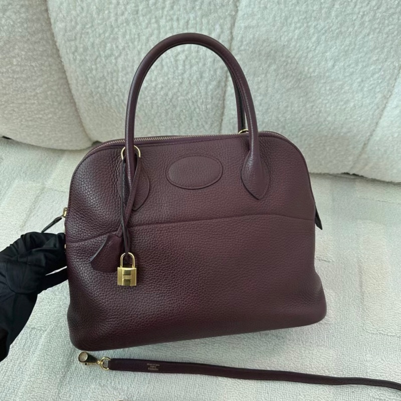 愛馬仕Hermes Bolide31波爾多酒紅金扣 TC皮 A刻 原始成色 輕微小磨損 復古感拉滿 停產的絕版色系 很適合秋冬-1