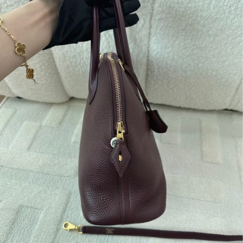 愛馬仕Hermes Bolide31波爾多酒紅金扣 TC皮 A刻 原始成色 輕微小磨損 復古感拉滿 停產的絕版色系 很適合秋冬-2