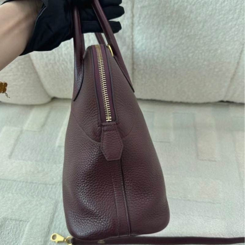愛馬仕Hermes Bolide31波爾多酒紅金扣 TC皮 A刻 原始成色 輕微小磨損 復古感拉滿 停產的絕版色系 很適合秋冬-3