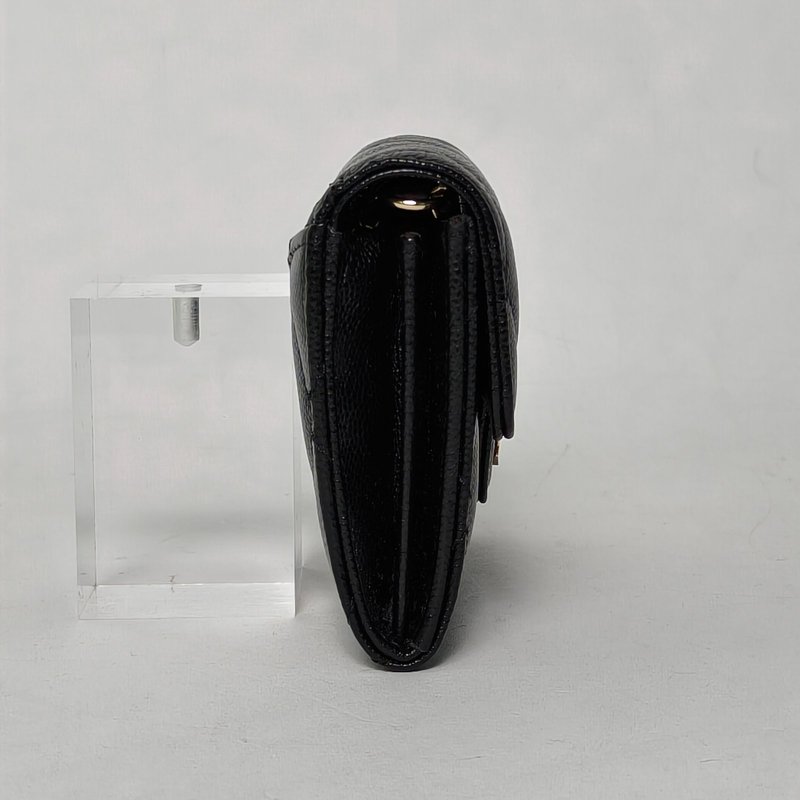 CHANEL CFWOC超Mini無後拉鏈10黑色荔枝牛皮30開淺金扣肩背包-1