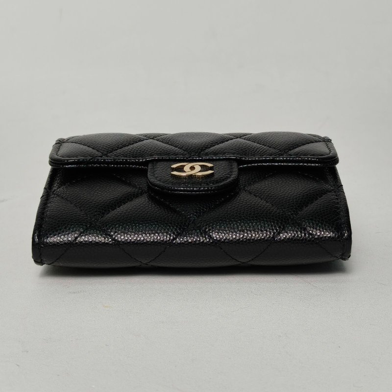 CHANEL CFWOC超Mini無後拉鏈10黑色荔枝牛皮30開淺金扣肩背包-4