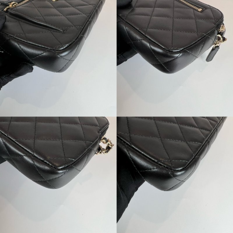 CHANEL 季節款拉鍊雙層WOC 羊皮黑晶片款-10