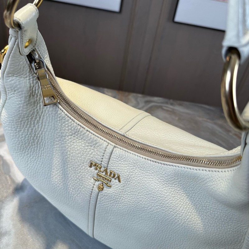 特價❤️Prada 白金全皮hobo肩背包-2