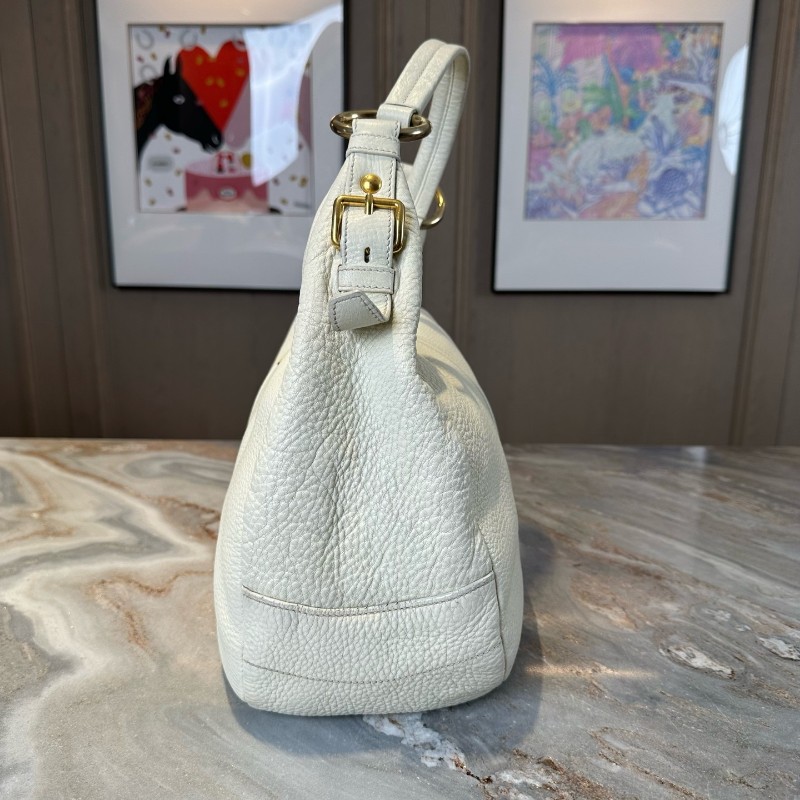 特價❤️Prada 白金全皮hobo肩背包-4