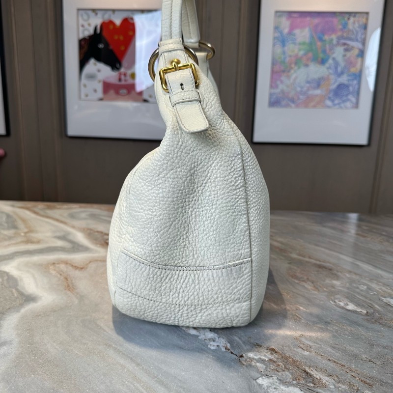 特價❤️Prada 白金全皮hobo肩背包-5