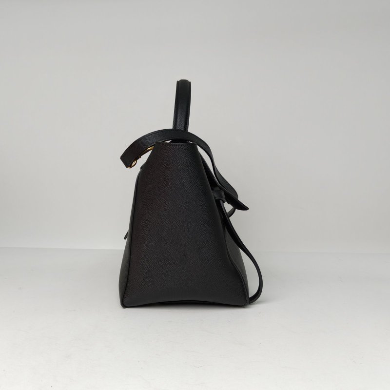 CELINE Belt鯰魚包Mini28黑色牛皮金扣肩背包-3