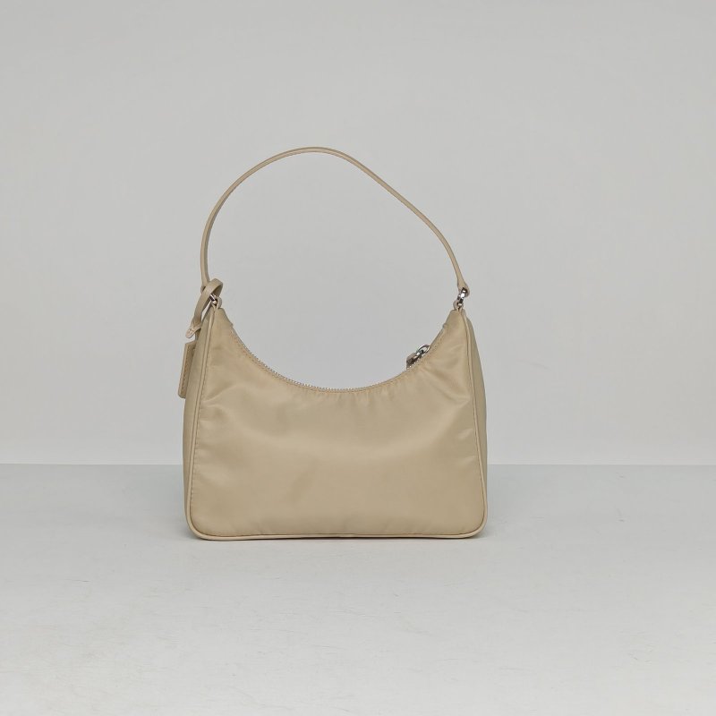 PRADA Hobo腋下包尼龍銀扣沙漠色肩背包-2