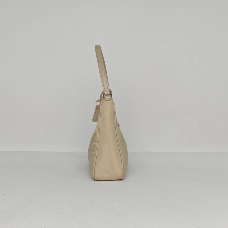 PRADA Hobo腋下包尼龍銀扣沙漠色肩背包-3