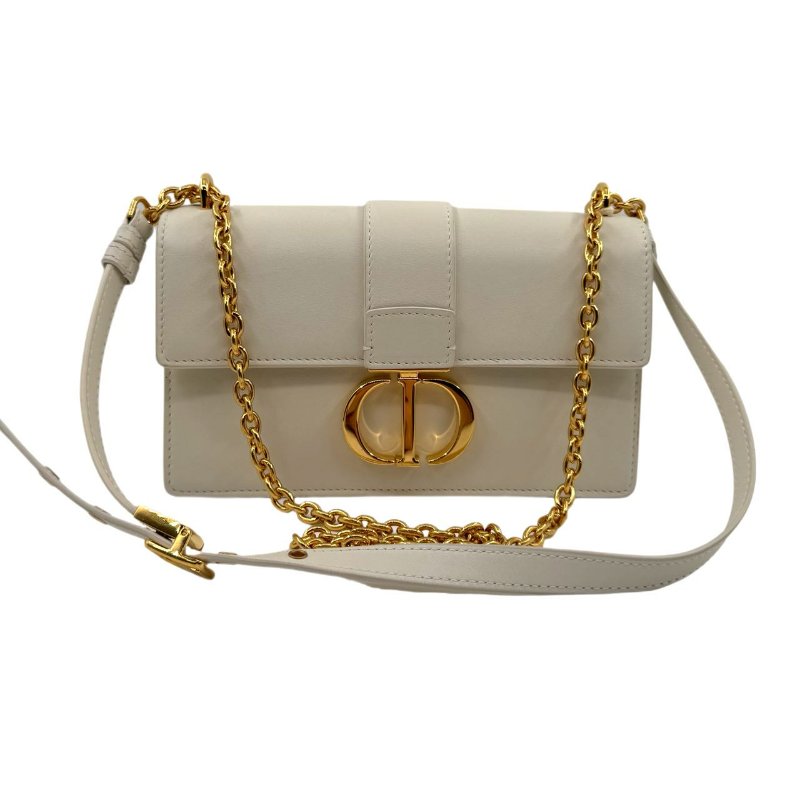 DiorDior 30 Montaigne 白色皮革鏈條包肩包斜背包-0