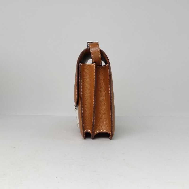 HERMES Constance康康2437金棕色Epsom皮D刻銀扣肩背包-1