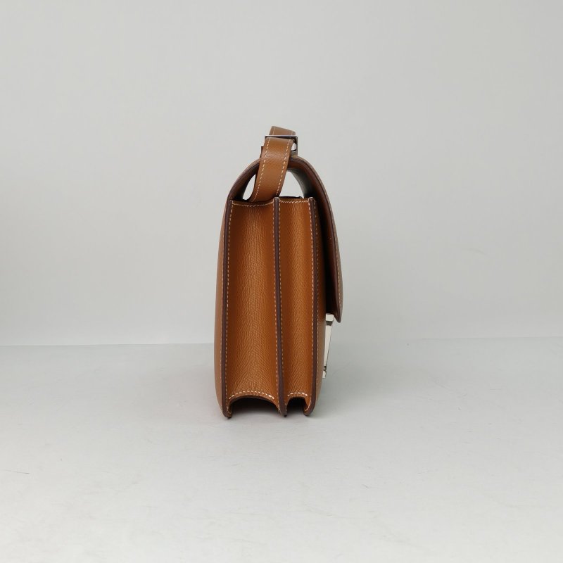 HERMES Constance康康2437金棕色Epsom皮D刻銀扣肩背包-3