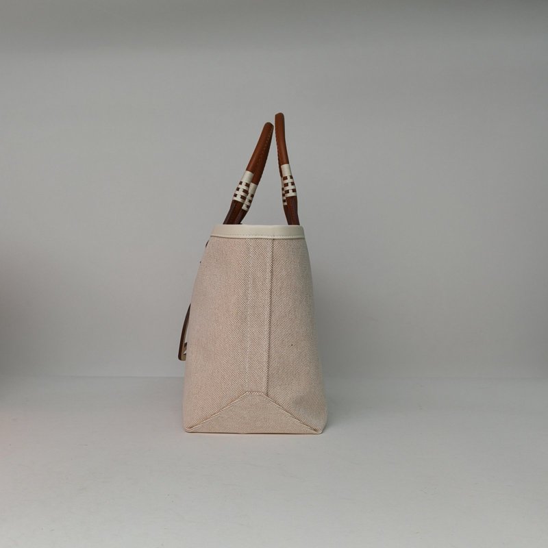 HERMES Steeple2537金棕色帆布B刻銀扣肩背包-1