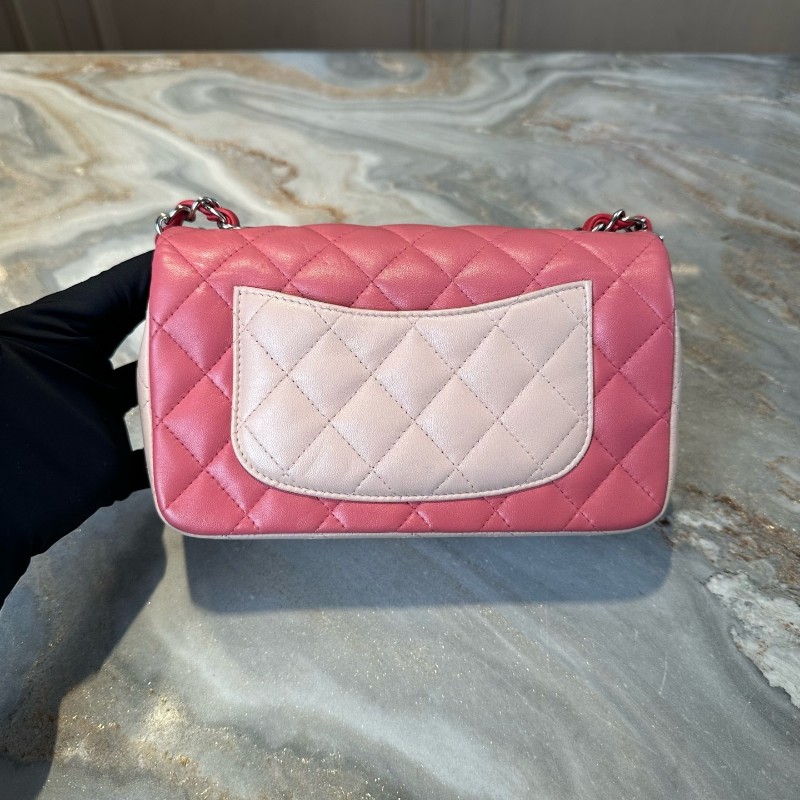 Chanel 限量已絕版 情人節滿鑽徽章款粉色羊皮CF大mini  肩背包斜背包-2