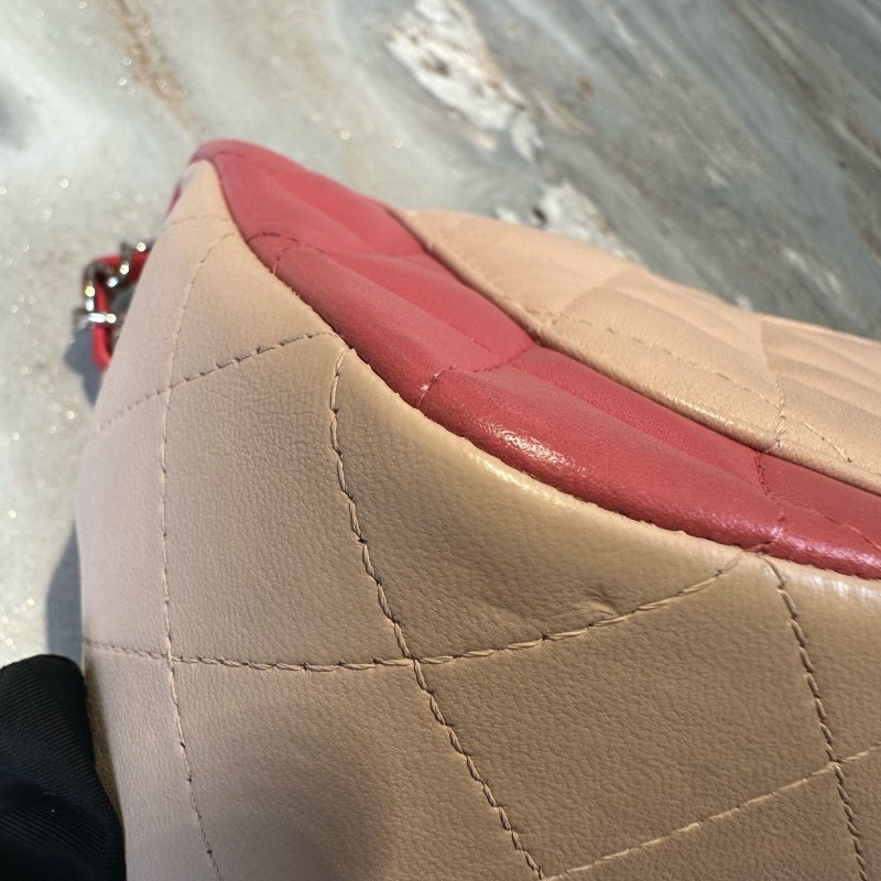 Chanel 限量已絕版 情人節滿鑽徽章款粉色羊皮CF大mini  肩背包斜背包-13